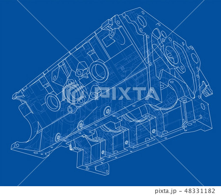 Engine block sketch. Vector rendering of 3d 48331182