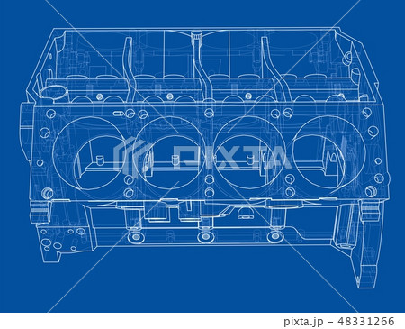 Engine block sketch. Vector rendering of 3d Engine block sketch. Vector rendering of 3d 48331266