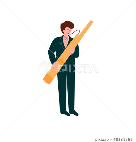 Man Playing Traditional Bassoon, Musician Playing Woodwind Instrument Vector Illustration Man Playing Traditional Bassoon, Musician Playing Woodwind Instrument Vector Illustration 48331269