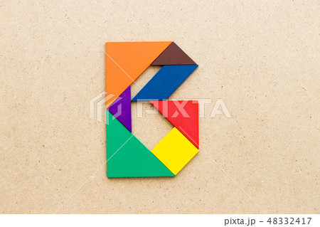 Tangram puzzle in alphabet letter B shape Tangram puzzle in alphabet letter B shape 48332417