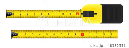 Creative vector illustration of tape measure, measuring tool, ruler, meter isolated on transparent 48332551