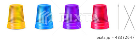 Creative vector illustration of needle, thimble isolated on transparent white background. Art design 48332647