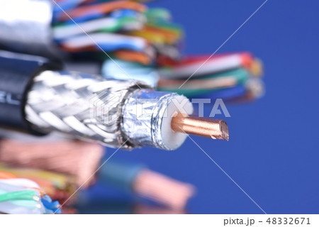 Coaxial cable close-up Coaxial cable close-up 48332671