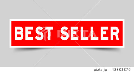 Label in red square sticker as word best seller Label in red square sticker as word best seller 48333876