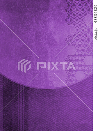 ライン　紗綾形　麻の葉　箔　青紫　イメージ　（背景素材） 48334829