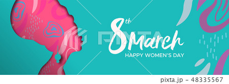 Happy Womens Day web banner of african woman head 48335567