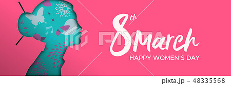 Womens day banner of paper cut chinese woman Womens day banner of paper cut chinese woman 48335568