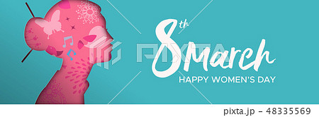 Womens day banner of paper cut chinese woman 48335569