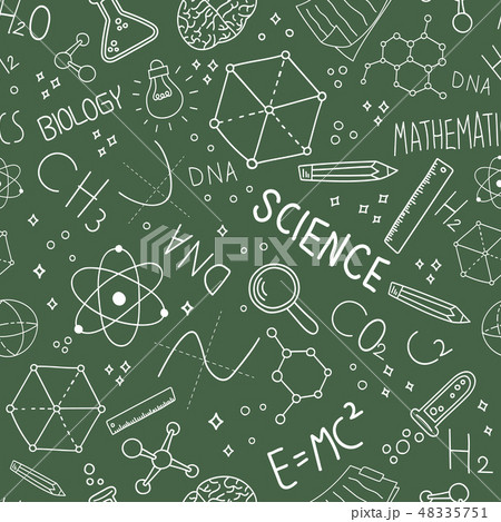 Science blackboard doodle seamless pattern 48335751