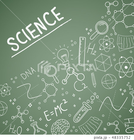Science day blackboard doodle greeting card 48335752