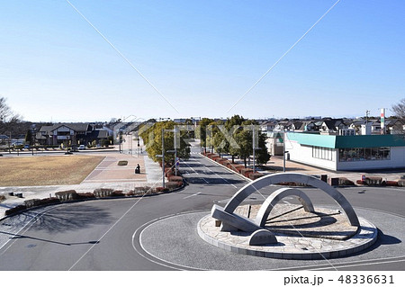 群馬県 板倉東洋大前駅西口の街並みの写真素材