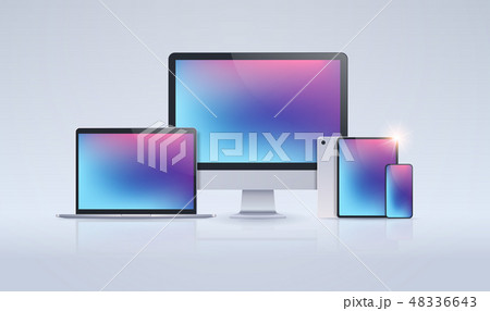 electronic devices mockup set laptop monitor tablet and smartphone with colorful screen digital electronic devices mockup set laptop monitor tablet and smartphone with colorful screen digital 48336643