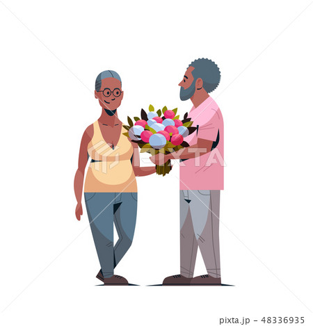 senior man presenting bouquet of flowers to elderly woman international happy womens day 8 march senior man presenting bouquet of flowers to elderly woman international happy womens day 8 march 48336935