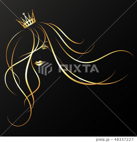Beautiful girl with a golden crown silhouette 48337227