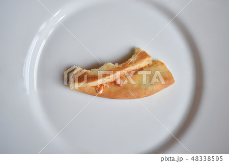 Appetizing half eaten slice of pizza on plate Appetizing half eaten slice of pizza on plate 48338595