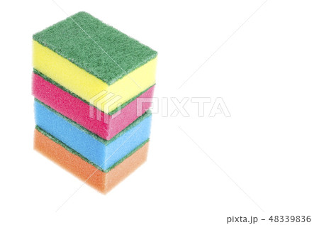 Multi-colored sponges for washing dishes. Multi-colored sponges for washing dishes. 48339836