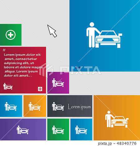person up hailing a taxi icon sign. buttons. Moder 48340776