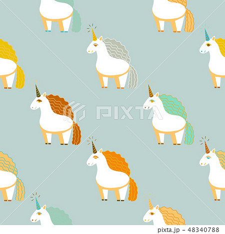Pattern with Cute Unicorns in Cartoon Style Pattern with Cute Unicorns in Cartoon Style 48340788