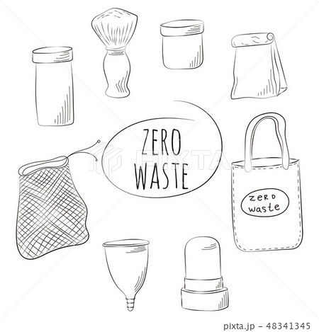 Zero Waste Concept Elements Of Zero Waste Life のイラスト素材