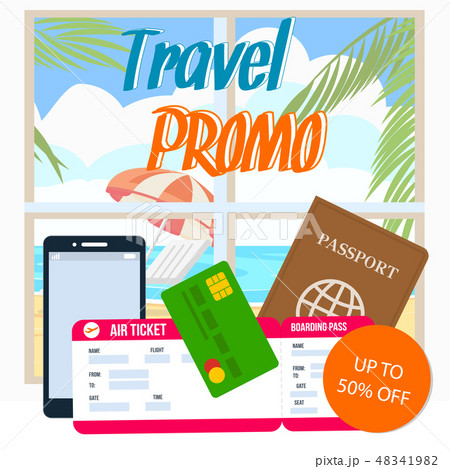 Travel Promo, Discount Coupon Layout with Text 48341982
