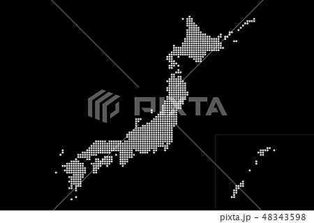 日本列島　モノクロ素材 48343598