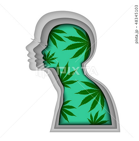 Marijuana Plant And Cannabis On Green Backgrounds のイラスト素材