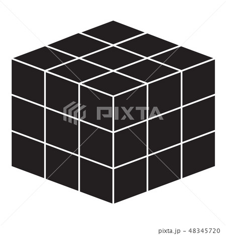 math cube line icon on white background.  48345720