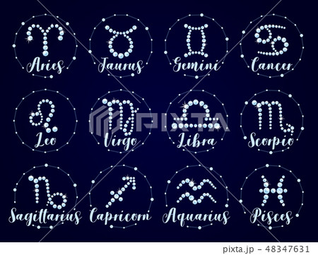 Horoscope and astrology, zodiac signs, brilliants 48347631