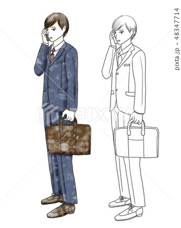 スマホ通話する男性　素材 48347714