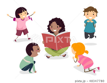 Stickman Kids Story Animal Characters Illustration 48347780