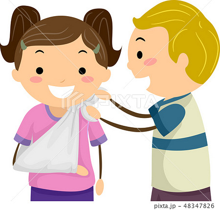 Stickman Kids First Aid Arm Sling Illustration Stickman Kids First Aid Arm Sling Illustration 48347826