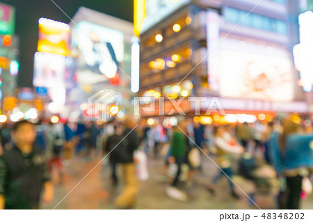 abstract blur crowd people at Osaka street market 48348202