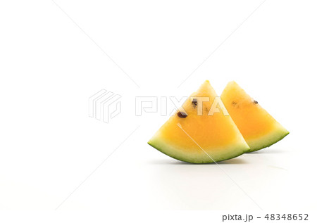 fresh yellow watermelon on white fresh yellow watermelon on white 48348652