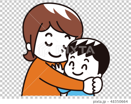 子供を抱きしめる母親のイラスト素材