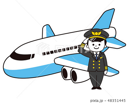 飛行機とパイロットの男性のイラスト素材 48351445 Pixta