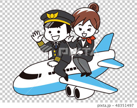 A pilot man and a CA woman who got on the plane 48351497