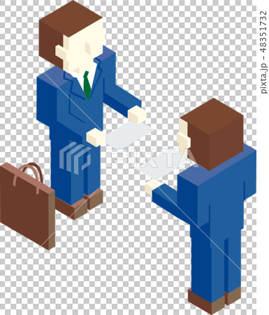 名刺交換　ビジネス　イラスト 48351732