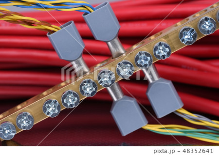 Electric bus with cables and cable lugs Electric bus with cables and cable lugs 48352641