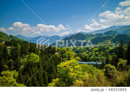 A car driving through the mountains of Chichibu A car driving through the mountains of Chichibu 48353893