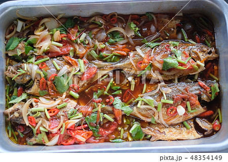 Fried fish thai food cooking Fried fish thai food cooking 48354149