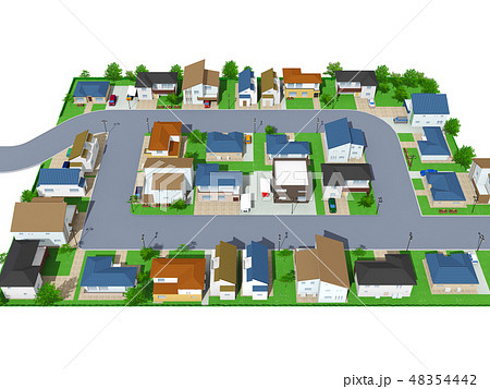 家 街 住宅 住宅街 宅地 戸建てのイラスト素材
