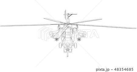 Silhouette of military helicopter. Created illustration of 3d. Vector wire-frame concept Silhouette of military helicopter. Created illustration of 3d. Vector wire-frame concept 48354685