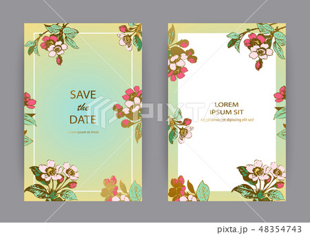 Botanical sakura wedding invitation card design Botanical sakura wedding invitation card design 48354743
