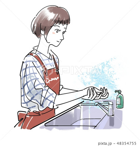 手を洗う-パステル調 手を洗う-パステル調 48354755