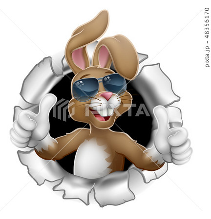 Easter Bunny Thumbs Up Cool Rabbit In Sunglasses のイラスト素材