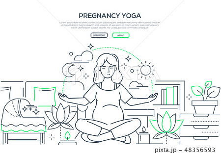 Pregnancy yoga - modern line design style web banner 48356593