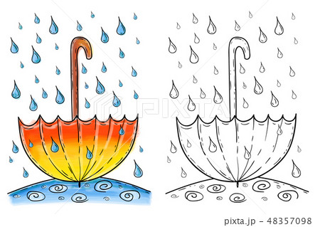 Umbrella in rain, watercolor artwork Umbrella in rain, watercolor artwork 48357098