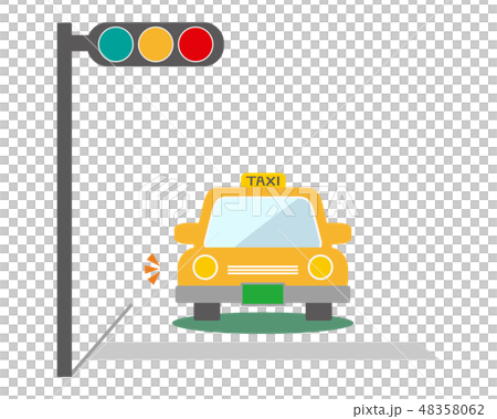 車　自動車　運転　信号機　信号　タクシー 48358062