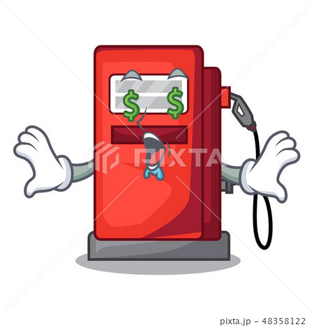 Money eye gosoline pump front the cartoon house Money eye gosoline pump front the cartoon house 48358122