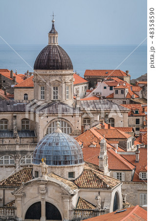 Imposing Church tower dome in Dubrovnik Imposing Church tower dome in Dubrovnik 48358590